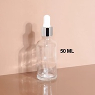 BOTOL PIPET SERUM 30 ML / 50 ML BOTOL DROPPER PIPET KACA CLEAR RING ALUMINIUM SILVER PERAK
