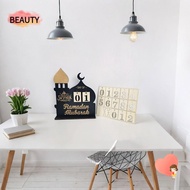 BEAUTY Ramadan Calendar Ornaments, Moon Castle Wooden Advent Calendar, High Quality Black Mirror Fac