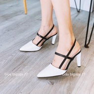 Bigsize shoes 32 to 45 - 7p high heels - pointed toe with 1cm elastic straps, easy to walk in