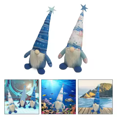 2 Pcs Faceless Gnome nament Decorative Statue Miniature Home Decor Gift Ideas Desk Accessories Ocean