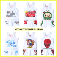 ℗ ◪ ﹍ White Terno for Boy Baby & Kids Sando and Short Set Damit Pang-bata Pambahay Comfy Kids Wear