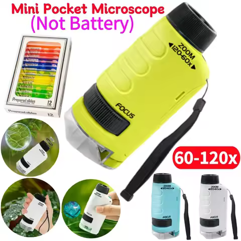 Mini Handheld Microscope 60-120x Microscope With LED Light Children's Science Education Microscope w