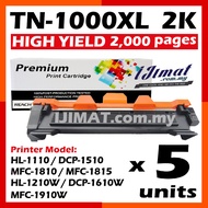 5 Units Compatible Laser Toner Cartridge TN1000 / TN-1000 For Brother HL-1110 / DCP-1510 / MFC-1810 