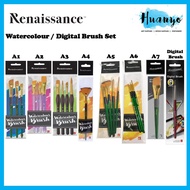 Renaissance Synthetic Nylon Brush Set / Digital Brush For Water Colour / Acrylic (Round / Flat / Ang