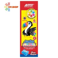 Astar Jumbo Fluorescent Colour Pencil JFCP-6016 (6pcs) 5.0mm  + sharpener