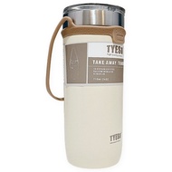 TYESO 泰碩 不鏽鋼真空手提束帶隨行杯  奶油色  710ml  1個