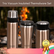 [ Local Ready Stocks ] iGOZO TRIO VACUUM INSULATED THERMALWARE FLUSK TERMOS PANAS AIR DRINK TRAVEL SET