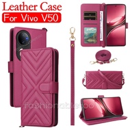 Flip Leather Phone Case For Vivo V50 Lite V50Lite V 50 VivoV50 Lite VivoV50Lite Magnetic Bracket Cas