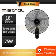 (5 Years Warranty) Mistral 18" Wall Fan with Pull Switch Control (Strong Wind) | MWF1882 MWF1862K5 (Kipas Dinding 风扇 MWF-1882 MWF-1862K5 Khind Wall Fan)