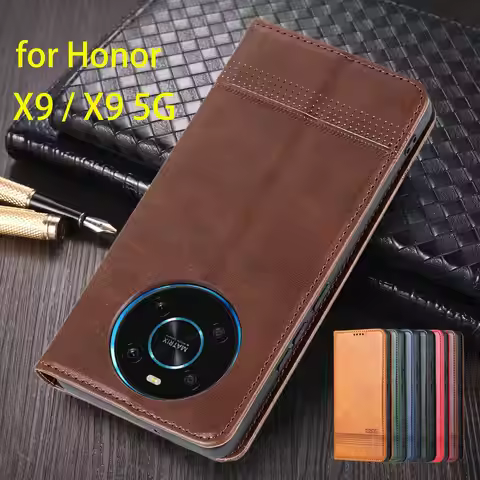 Deluxe Magnetic Adsorption Leather Case for Huawei Honor X9 X9a Flip Cover Protective Case Honor X9 