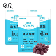 味覺糖 - ( 3包) UHA 鐵和葉酸 營養補充軟糖 (20粒裝 x 3包裝) [平行進口]
