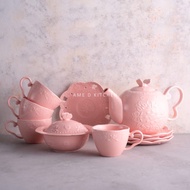 Tea set shabby pink pastel 14 pcs tutup kupu
