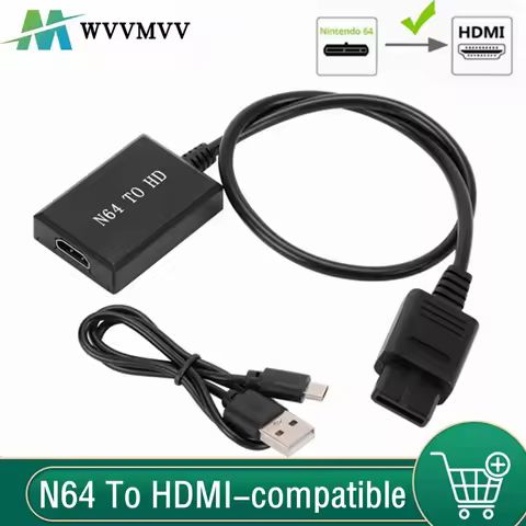 WvvMvv N64 To HDMI-compatible Video Converter High Definition Link Cable For Nintend N64 / SNES Plug