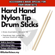 Hard Hand Drumsticks, Size 5a / 7a (Nylon Tip) - (5ANT / 7ANT) Drum accessories 鼓棒 batang dram (1 pa