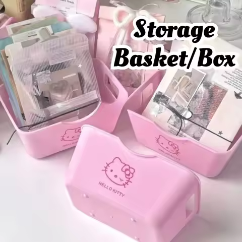 Hot HelloKitty Print Room Desktop Decoration Small Storage Box Cartoon Cute KT Peripheral Girl Cosme