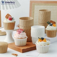 TIMEKEY 50pcs Roll Edge Muffin Cup Paper Tray Oilproof Cake Cup Holder High Temperature Resistant Cu