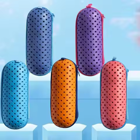 Swim Goggle Case Swimming Goggles Protection Box with Clip & Drain Holes Zipper Eyeglasses Case Ligh