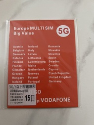 (全新未開封) Vodafone SIM 卡  歐洲多國 5G/4G 無限不限速
