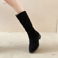 Women's Cowgirl Riding Boots - Frosted Fleece Short Tube Style