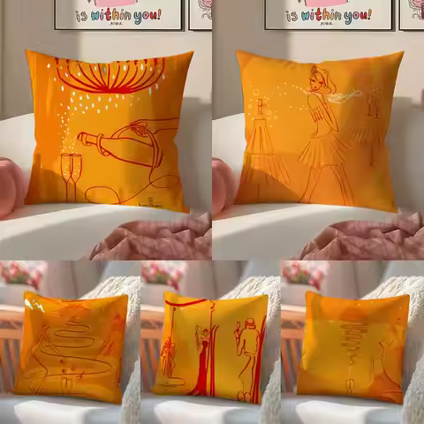 Luxury Classic Brand V-Veuve Clicquot Cushion Cover Pillowcase Short Plush Invisible zipper Room Sof