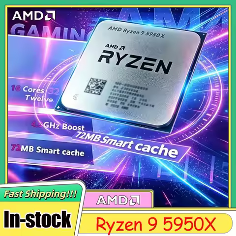New AMD Ryzen 9 5950X 16-Core 32-Thread 3.4GHz Zen 3 Vermeer 5000 Series Socket AM4 105W Tray CPU Wi