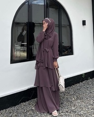 Nadeera Model Gamis Kondangan Set Hijab Phasmina Ceruty Babydol Terbaru 2024 Simple Elegan Busui