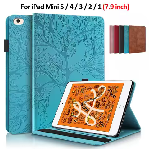 Funda for iPad Mini 4 Case 7.9 Emboss Tree Leather Flip Case for iPad Mini 5 Wallet Stand Tablet for