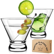 Gencywe 2 Pack Martini Glasses, 8 Ounce Crystal Cocktail Glasses, Martini Drinking Glasses, Hand Blo