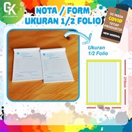 Nota / Form 1/2 F4 2 Rangkap Numerasi Porporasi 1rim = 20 Buku