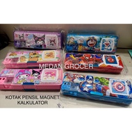 Magnetic pencil case calculator kuromi spiderman doraemon capybara