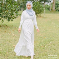 DRESS PUTIH SUCI BAJU NIKAH/ BRIDESMADE, BAJU MUSLIMAH BAJU RAYA CANTIK BAJU MENGANDUNG S,M,L,XL,2XL