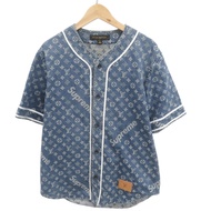 二手LOUIS VUITTON Vuitton x Supreme LV 提花牛仔棒球衫，M 碼，藍色，短袖，LV 0912。成色極佳