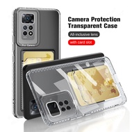 Card Holder Slot Clear Phone Case For Xiaomi Redmi Note 11 Transparent Cover For Redmi Note 10 10S 11S 11 Pro Plus 5G Soft Case