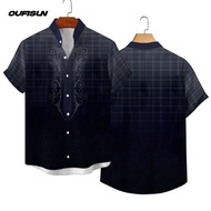 2025 ฟิลิปปินส์พื้นเมือง Barong วินเทจยืนคอผู้ชายแขนสั้นด้านบนชาติพันธุ์ดอกไม้แบบดั้งเดิมพิมพ์เสื้อผ