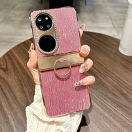 Cho Huawei P50 Pocket thẩm mỹ trường hợp thanh lịch sáng bóng với vòng chủ Bìa