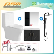 SORENTO Bathroom One Piece Design Toilet Bowl WC Bathroom Aluminium  Basin Cabinet Shower Package SR