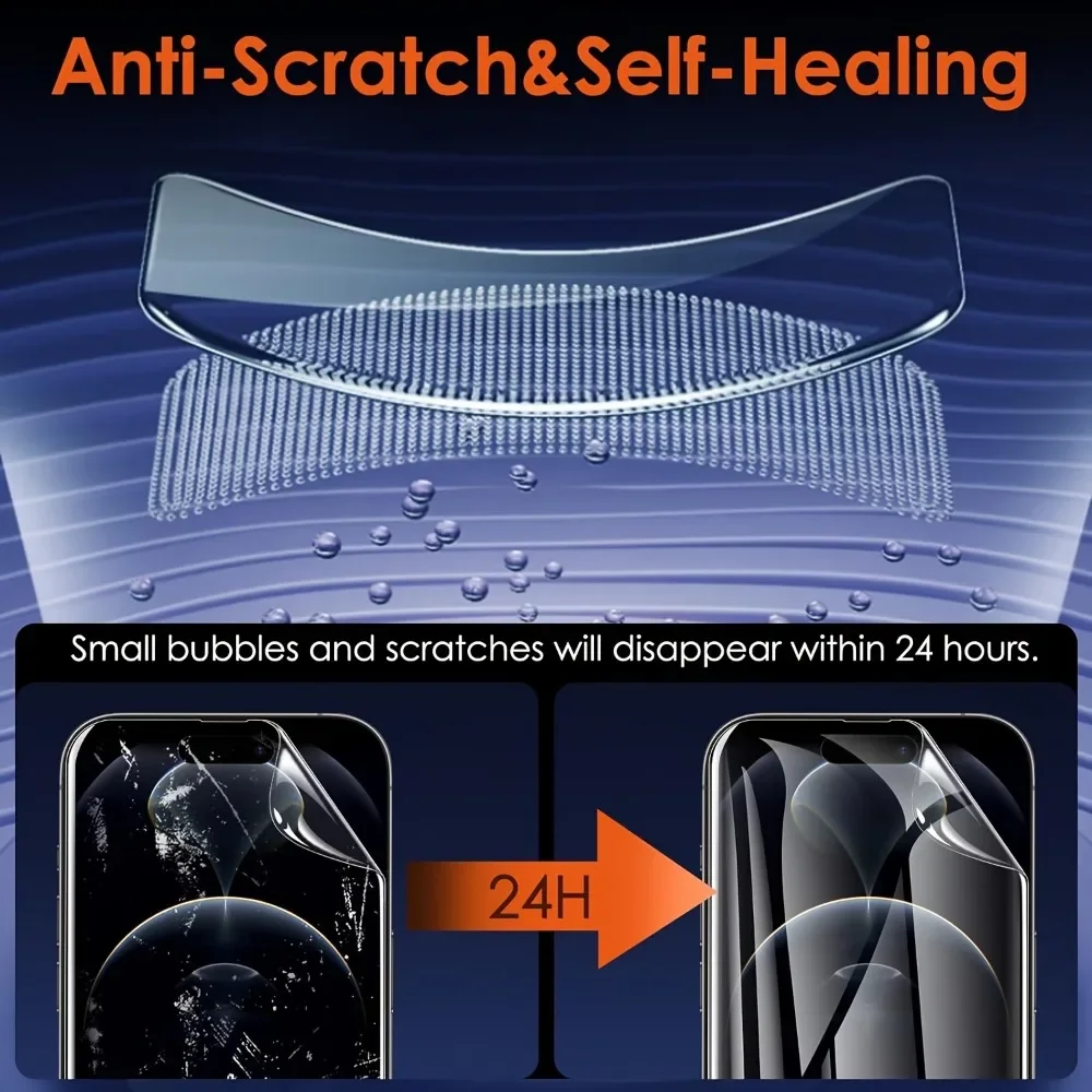 3Pcs Full Coverage Hydrogel Film for iPhone 16 15 14 Pro Max 16 15 Plus Screen Protector for iPhone