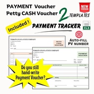 Payment Voucher, Petty Cash Voucher Template, Tracker All-in-1, Excel, Accounting Template