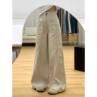 Yoyo - cream high waist women's jeans wide leg cargo pants korean trendy jeans
