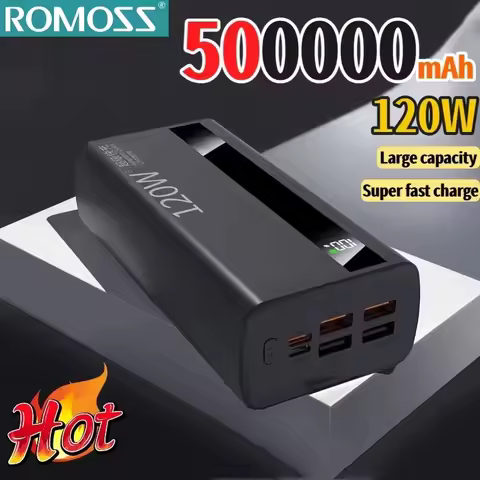 ROMOSS 500000mAh High Capacity PowerBank 120W Super Fast Charging Portable External Battery Powerban