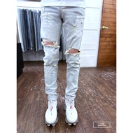 E7th.thick Cat Scratch White Destruction Wash Small Straight Tube (E7J31172306)) Knee Denim Ripped P