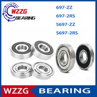 WZZG 10PCS miniature ball bearing 697ZZ 2RS stainless steel bearing size 7*17*5mm