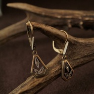 1920s 法國 裝飾藝術時期 FIX鏤空幾何花朵耳針