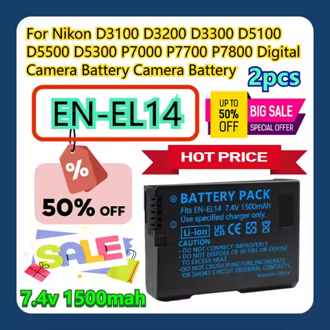 2pcs For Nikon D3100 D3200 D3300 D5100 D5500 D5300 P7000 P7700 P7800 Digital Camera Battery EN-EL14