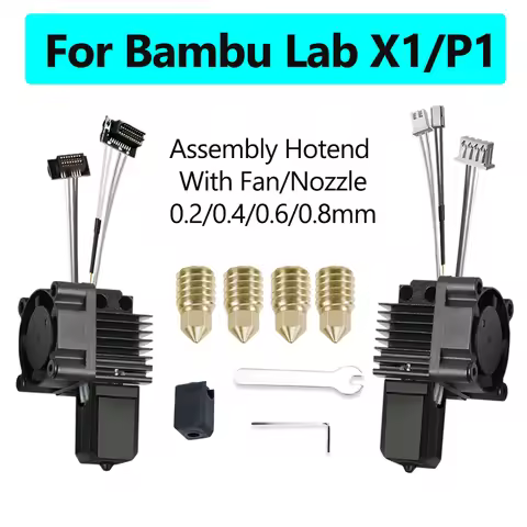 Complete Hotend Assembly Hotend For Bambu Lab X1 X1C P1P P1S with Fan Upgrade 2.0 with Nozzle Comple