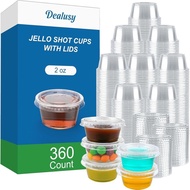 360 Set 2 oz Cawan Jello Shot dengan Penutup, Kukuh & Selamat Makanan Bahagian Plastik Pakai Perenca