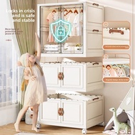 CHOSMO Folding 2 Doors Wardrobe Storage Cabinet With Pulley Clothes Cabinet Children's Wardrobe With