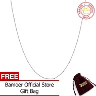 BAMOER สร้อยคอลูกปัดกลมเล็กๆที่จำเป็นแท้925เงินสเตอร์ลิง45ซม. สร้อยคอโซ่เชื่อมโยง SCN391