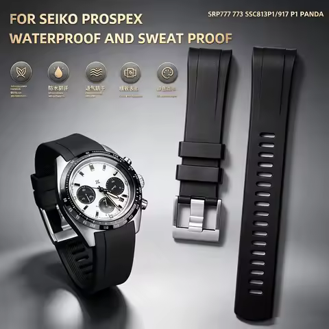 Curved End Soft Rubber Watch Strap Waterproof Replacement Band For Seiko PROSPEX SRP777 SRP773 SSC81