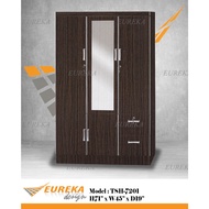 EUREKA 4ft 3 Door Plywood Wardrobe w/ 2 Drawer / Almari Baju Kayu (Delivery &amp; Installation Klang Valley ONLY) 7201